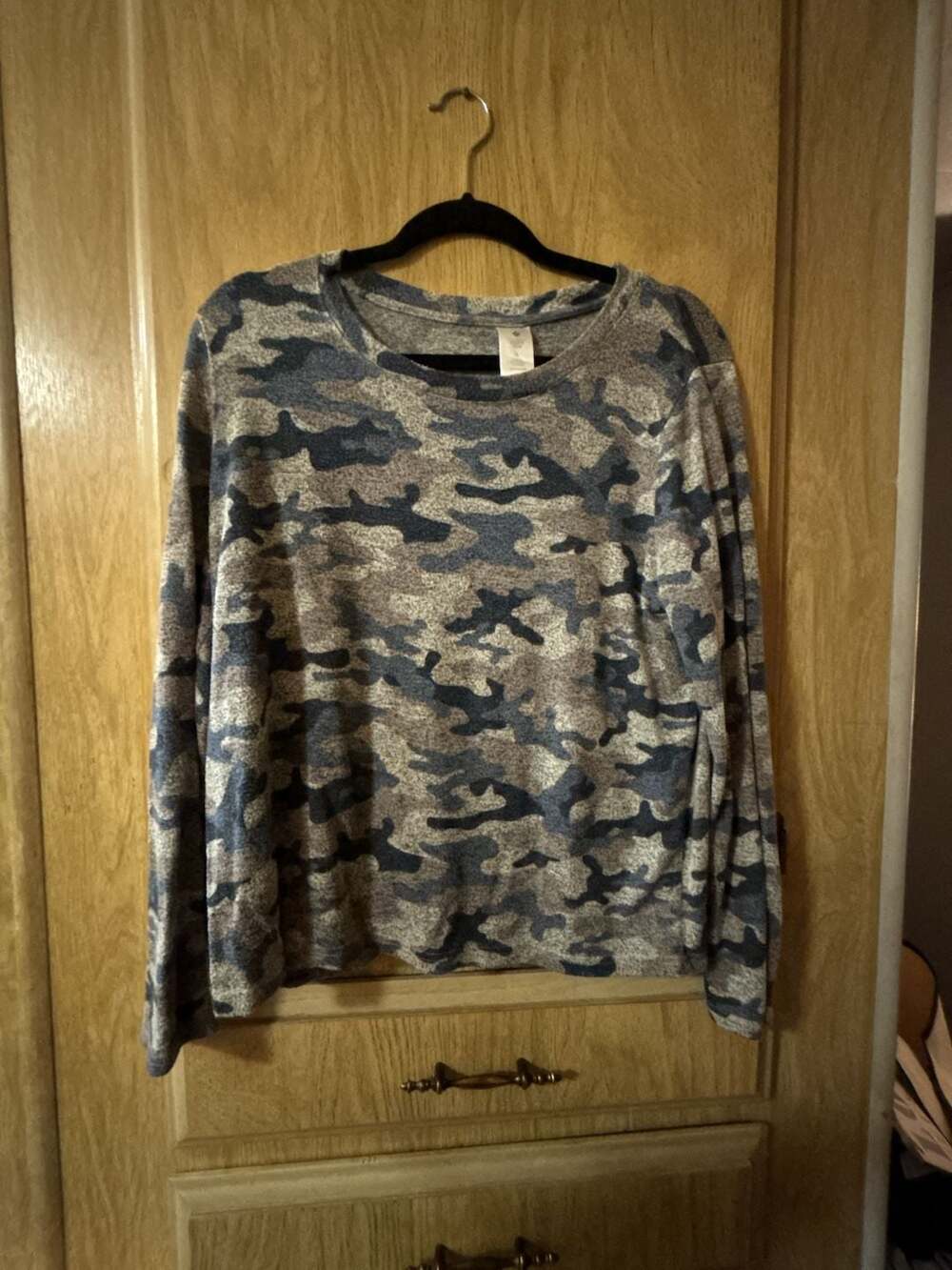 Member's Mark Women's Long Sleeve Cozy Top Dark Navy Camo